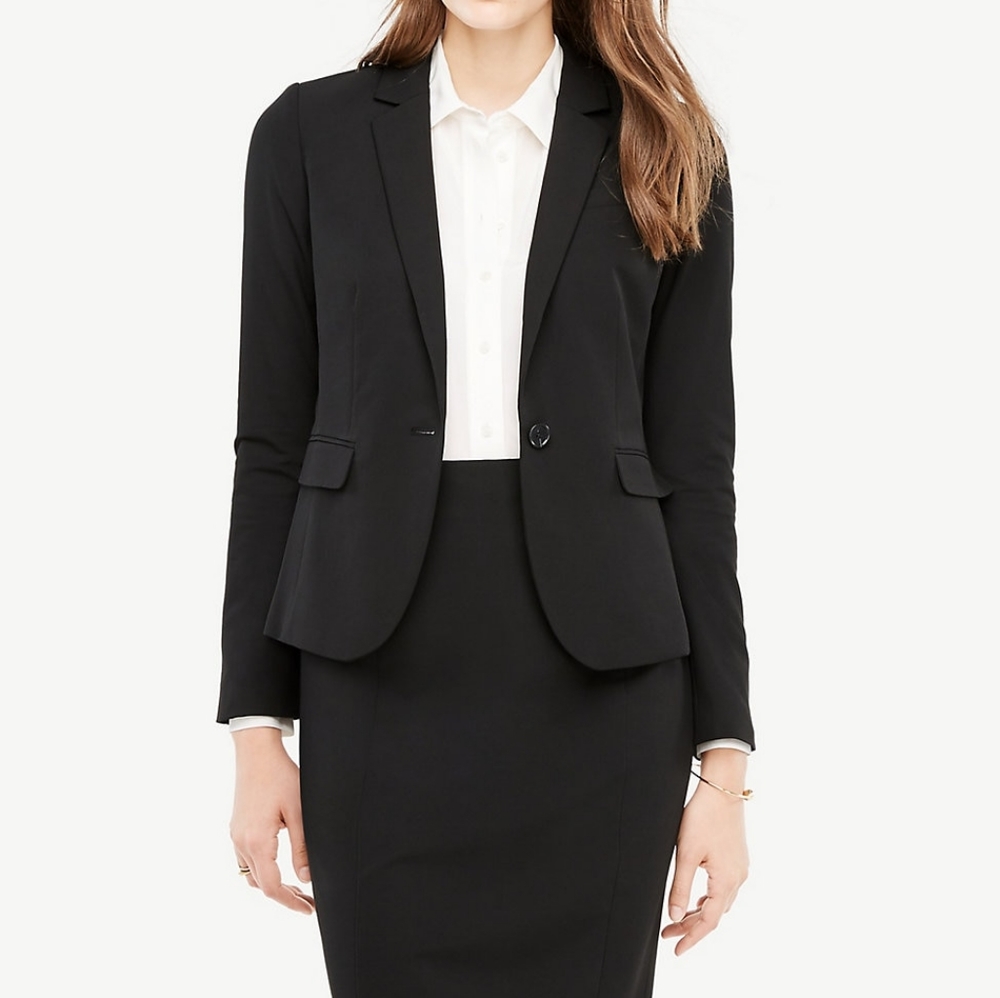 Ann Taylor One Button Blazer Seasonless Stretch